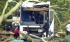 Students from Dundee University exiting a bus after high winds brought by Storm Ali caused a tree to fall onto the vehicle in Kincaple, near Guardbridge in Fife.