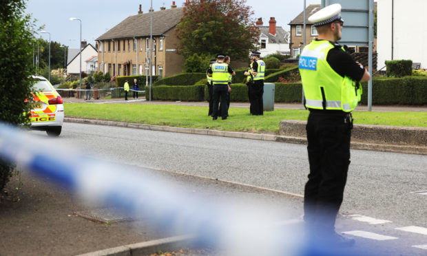 Police at the scene, Craigie Avenue.