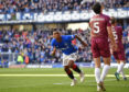 Alfredo Morelos celebrates scoring Rangers' second goal.