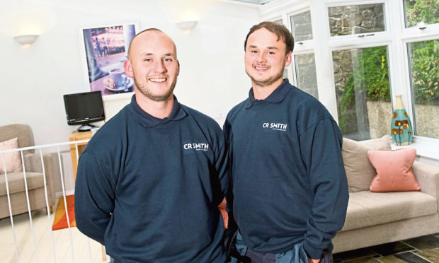 Dunfermline brothers James and Shane David successfully completed the CR Smith apprenticeship and are working together as a squad for the firm. Picture: Rebecca Lee.