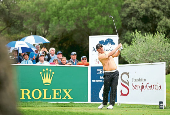 CADIZ, SPAIN - OCTOBER 20: Richie Ramsay of Scotland plays his tee shot on the 6th hole during the completion of the weather affected second round of the Andalucia Valderrama Masters at Real Club Valderrama on October 20, 2018 in Cadiz, Spain. (Photo by Luke Walker/Getty Images)