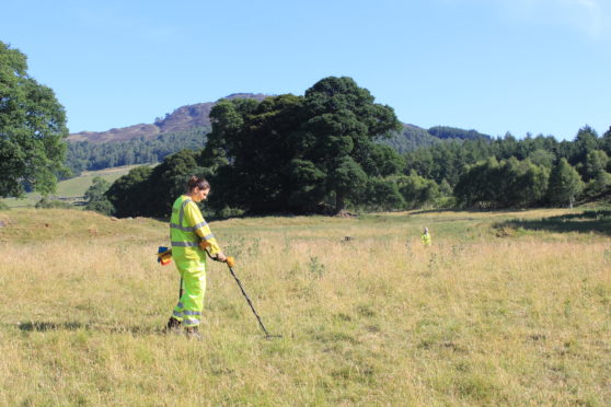 A detectorist at work on the Killiecrankie site