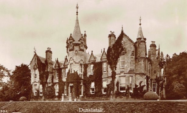 A sepia coloured picture postcard of Dunalastair, near Tummel Bridge.