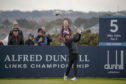 Tommy Fleetwood tees of the fifth hole of the Old Course in practice for the Dunhill Links.