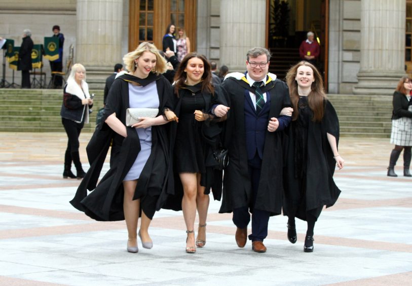 Hannah Armstrong, Rachael Watt, Thomas Turner and Abigail Graham, all from Dundee, graduate in nursing.