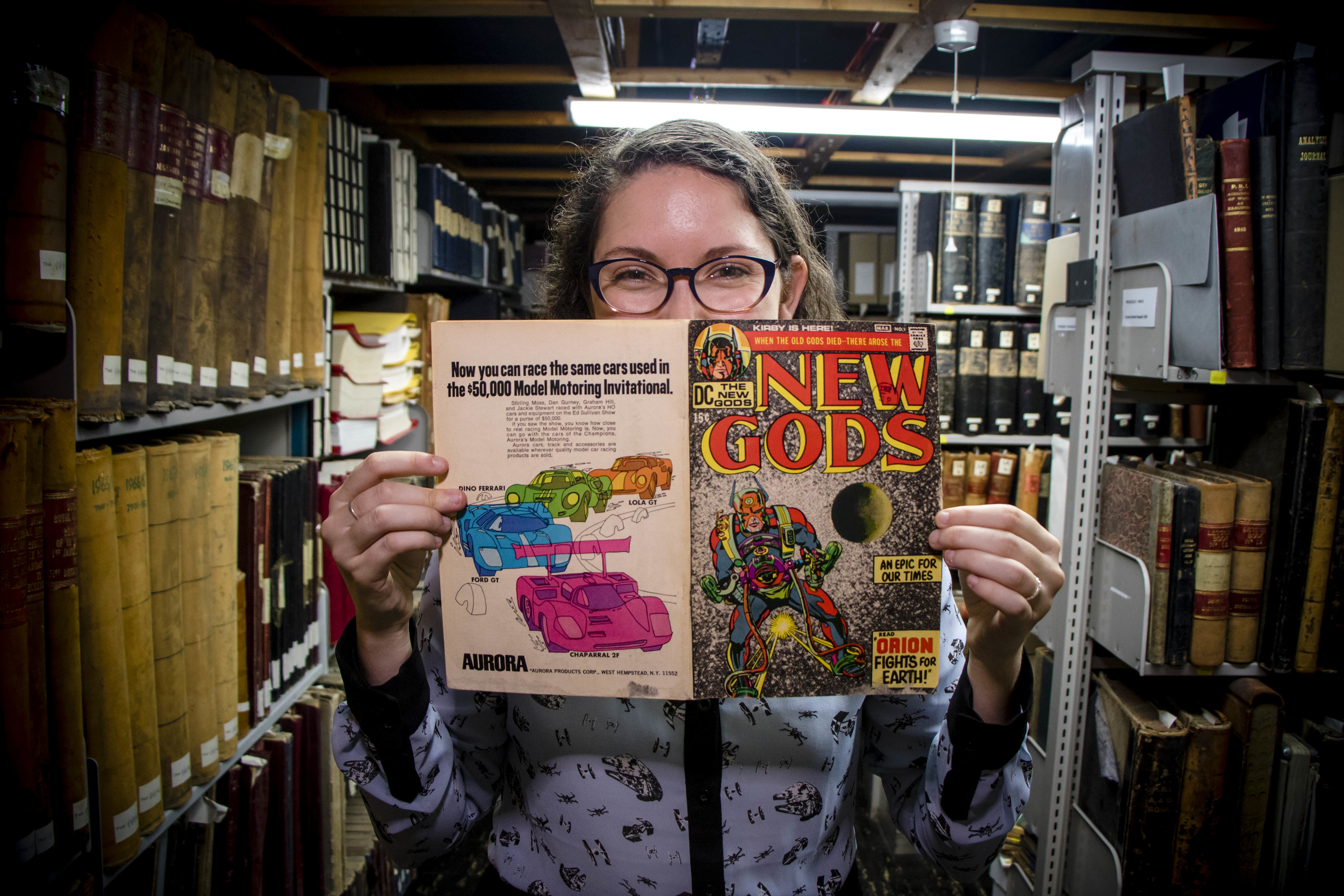 Hailey Austin with a copy of New Gods #1 from 1971.