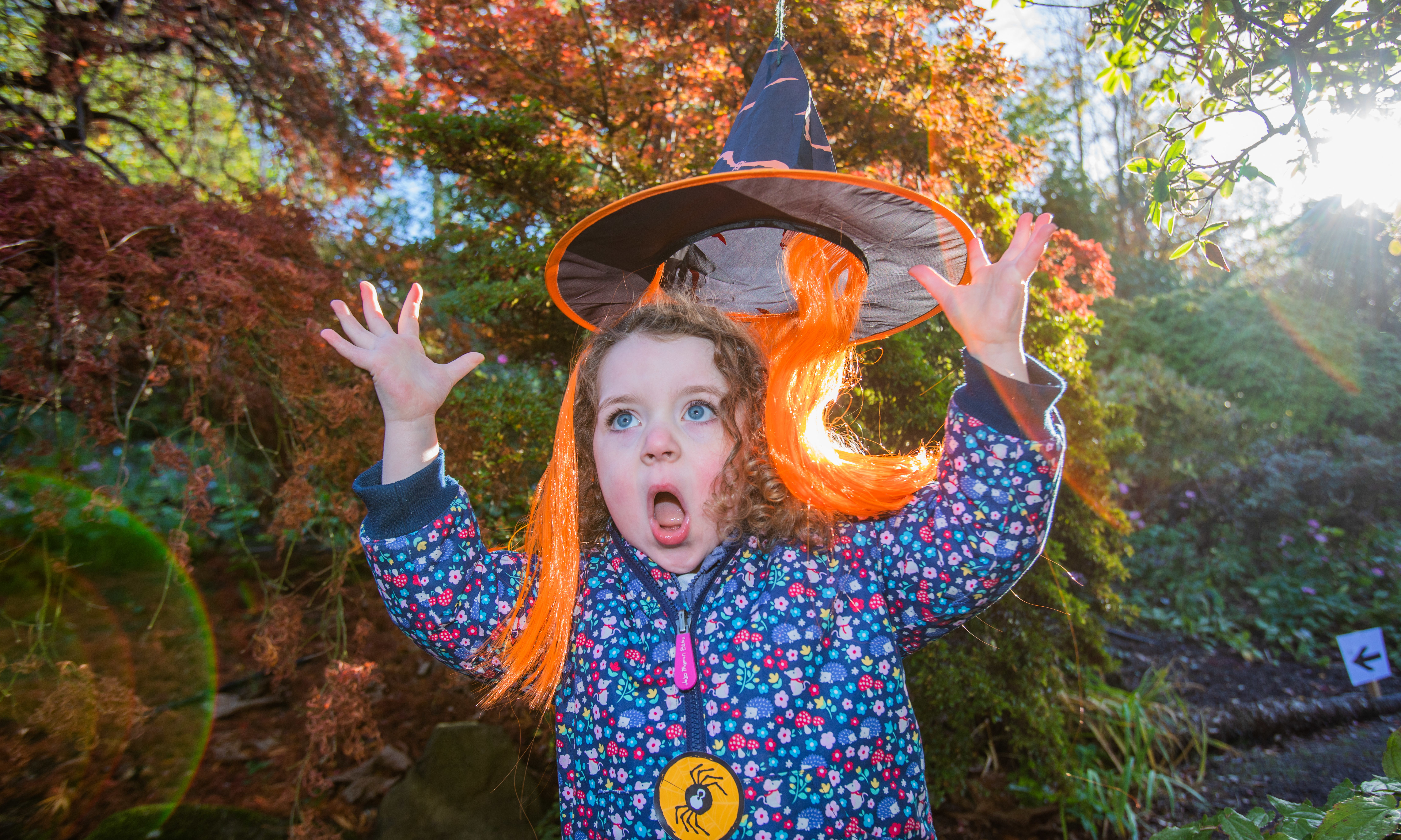 Ailsa Shaw aged 3, from Alyth enjoying her spooky visit to Branklyn Garden