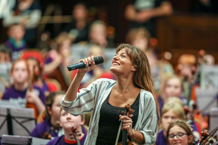 Nicola Benedetti and Big Noise perform with 320 children at Festival of Strings Dundee.