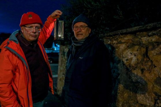 Cllr Jonny Tepp & Cllr Tim Brett in Richard Street, Newport where street lighting problems have been ongoing