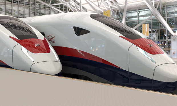 An artist’s impression of Talgo’s new AVRIL UK train, that could be seen on some of Britain’s future High Speed Railway lines.