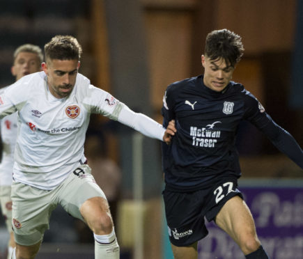 Jesse Curran in action against Hearts.