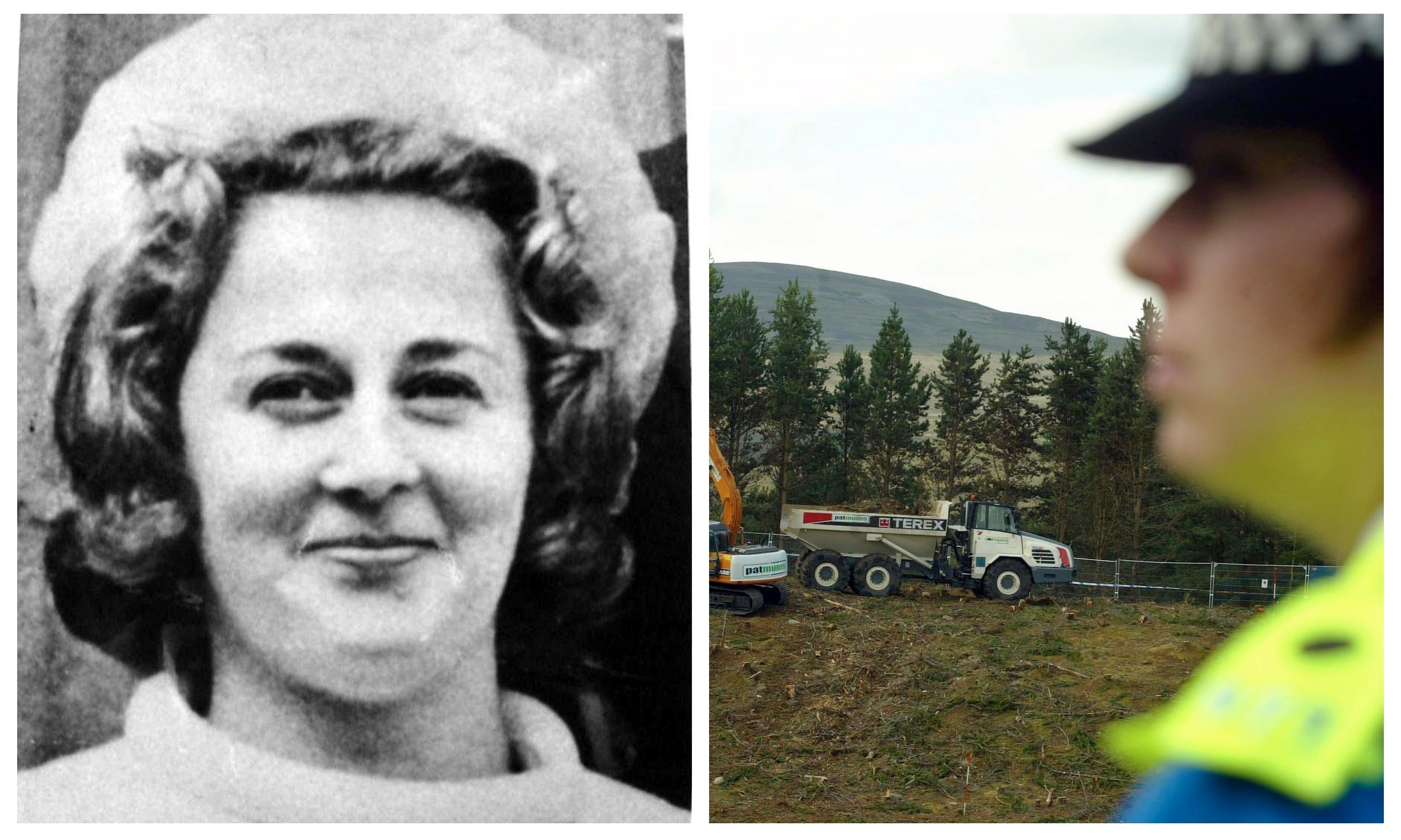 Renee MacRae (pictured) when missing more than 40 years ago. Left: Dalmagarry Quarry is searched by police as part of investigations in years gone by.