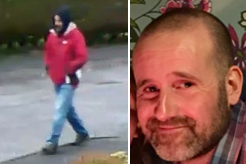 Left: The CCTV image. Right: A photo of Martyn Cruickshank.