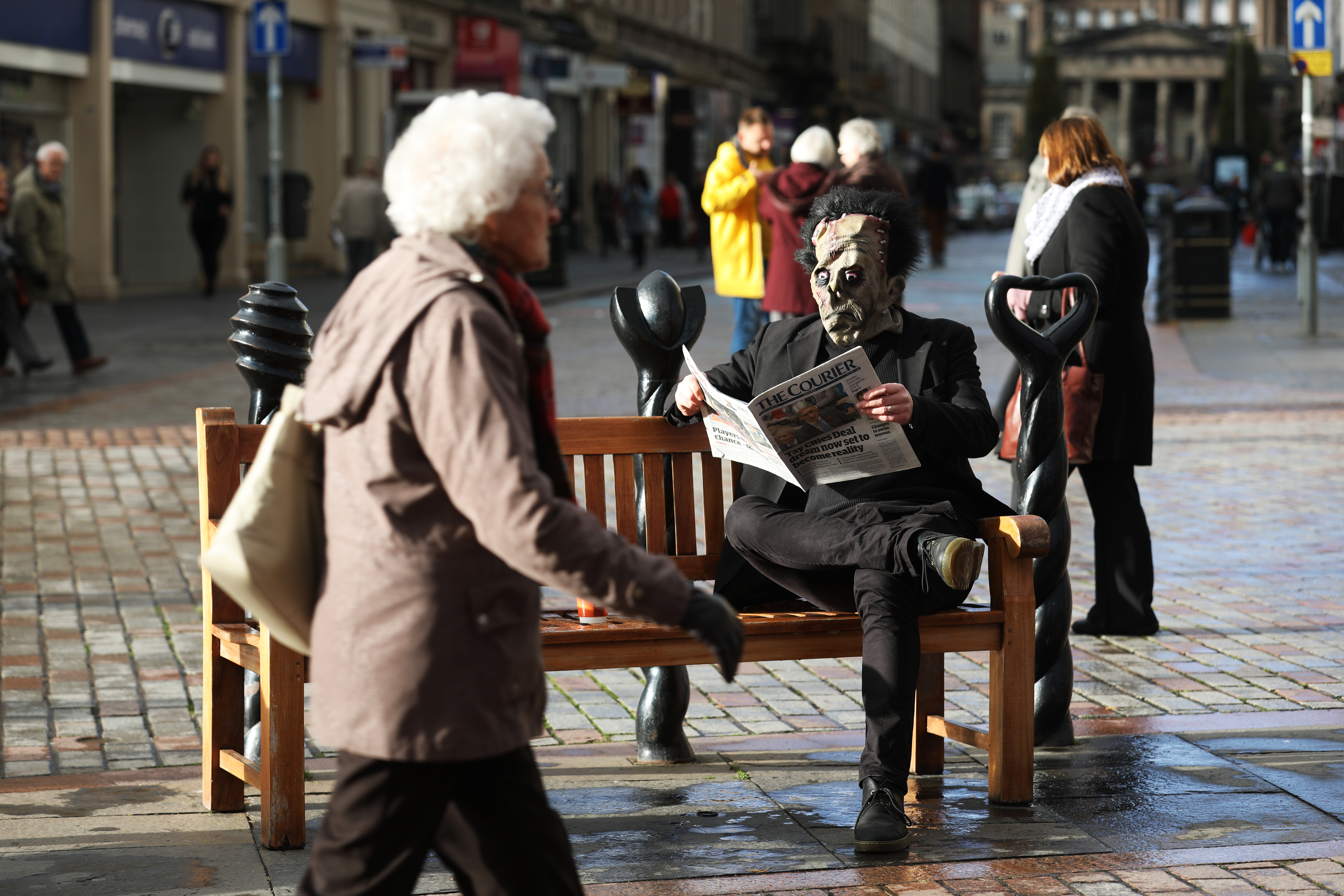 Frankenstein's Monster catches up on current events.