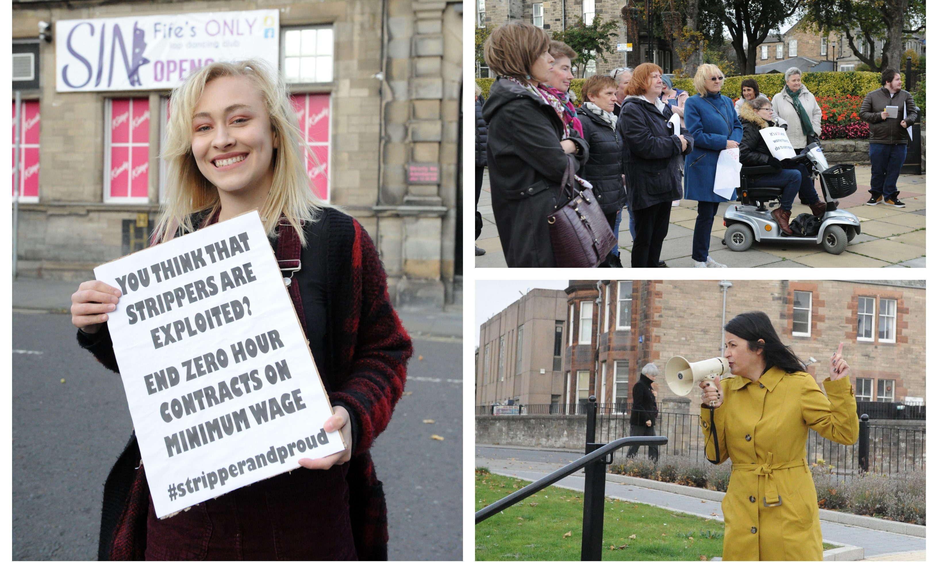 Protesters demonstrated against the Kirkcaldy strip club, and were met by counter-protesters.