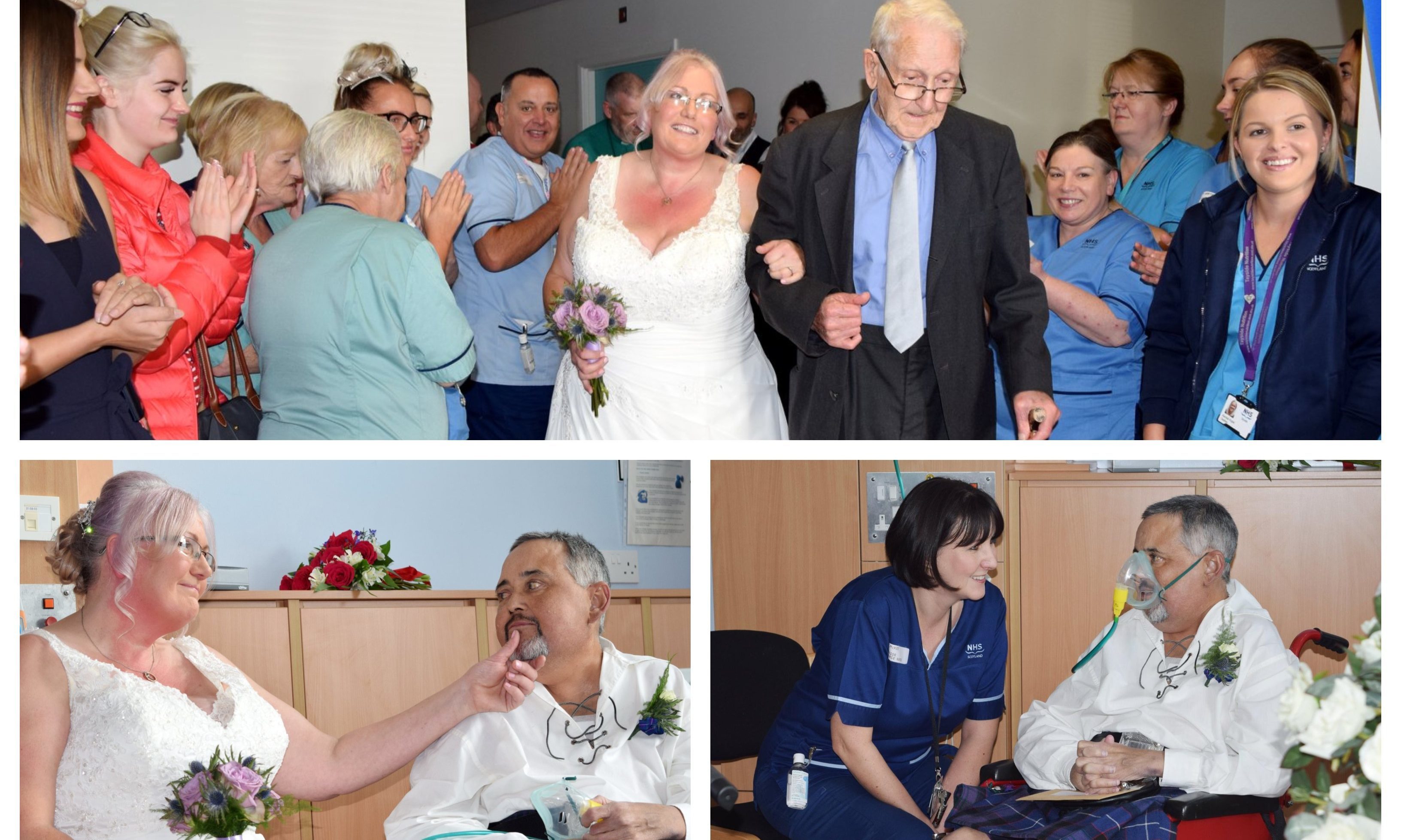 Robert and Debbie tying the knot at Ninewells Hospital.