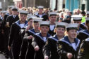 A large contingent of the HMS Montroses company, who were granted the Freedom of Angus in 2002, exercised their right to march through the town. Led by the Royal Marines Band.