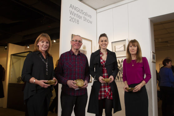 At the unveiling of the winter show (from left)  Christine Wylie, Bruce Shaw, Grace Maran  and Barbara Anne Morton