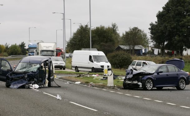 An accident at the Blackford crossing on the A9.