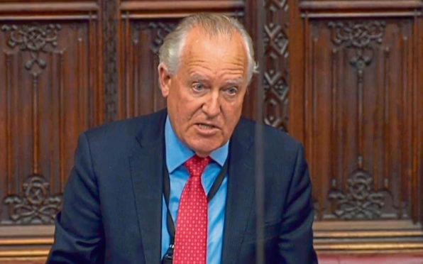 Lord Hain speaking in the House of Lords in London naming Topshop owner Sir Philip Green as the businessman behind an injunction against the Daily Telegraph.