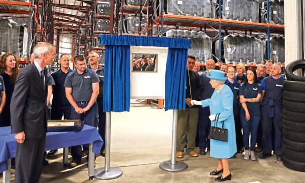 The Queen officially opening a new extension at Michelin's Dundee factory in 2016.