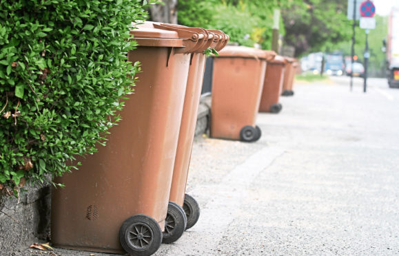 Brown bins out for collection.