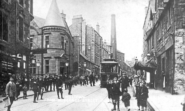 The Hilltown was served by single deck trams, one of which is shown in this 1908 view, Dundee.