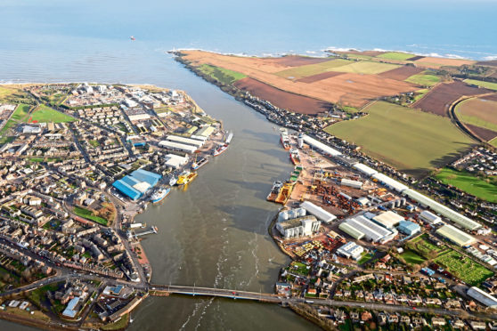 An aerial view of Montrose Port