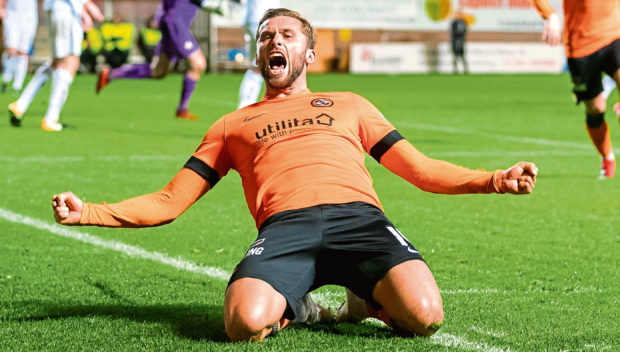 Nicky Clark celebrates after scoring against Alloa.