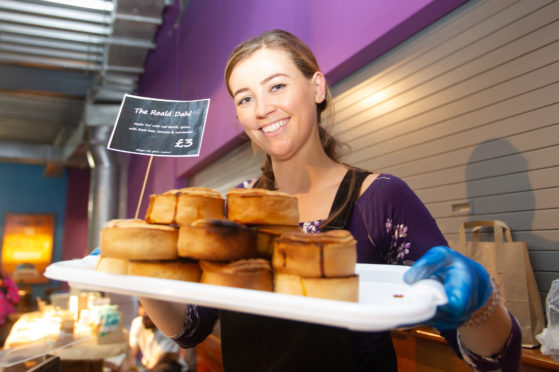 Rhiannon Ingram with some Cool Jerk Vegan Pies.