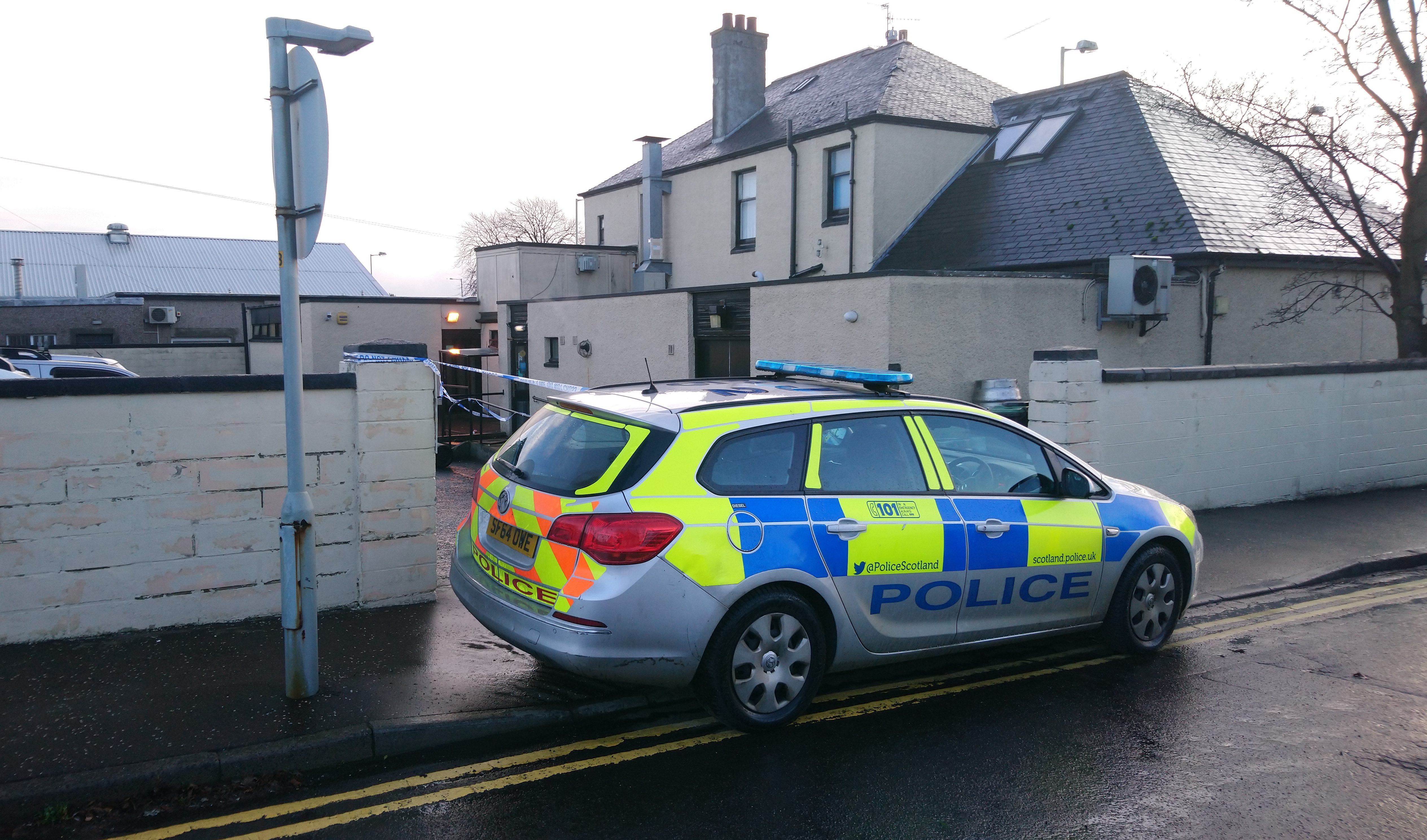 Police at the Boars Rock pub on Friday morning