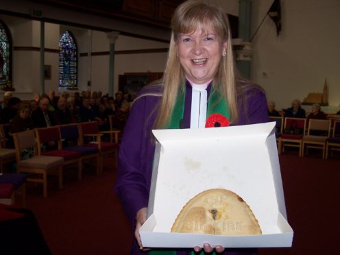 The Rev Barbara Ann Sweetin with The Big Kirk Bridie.