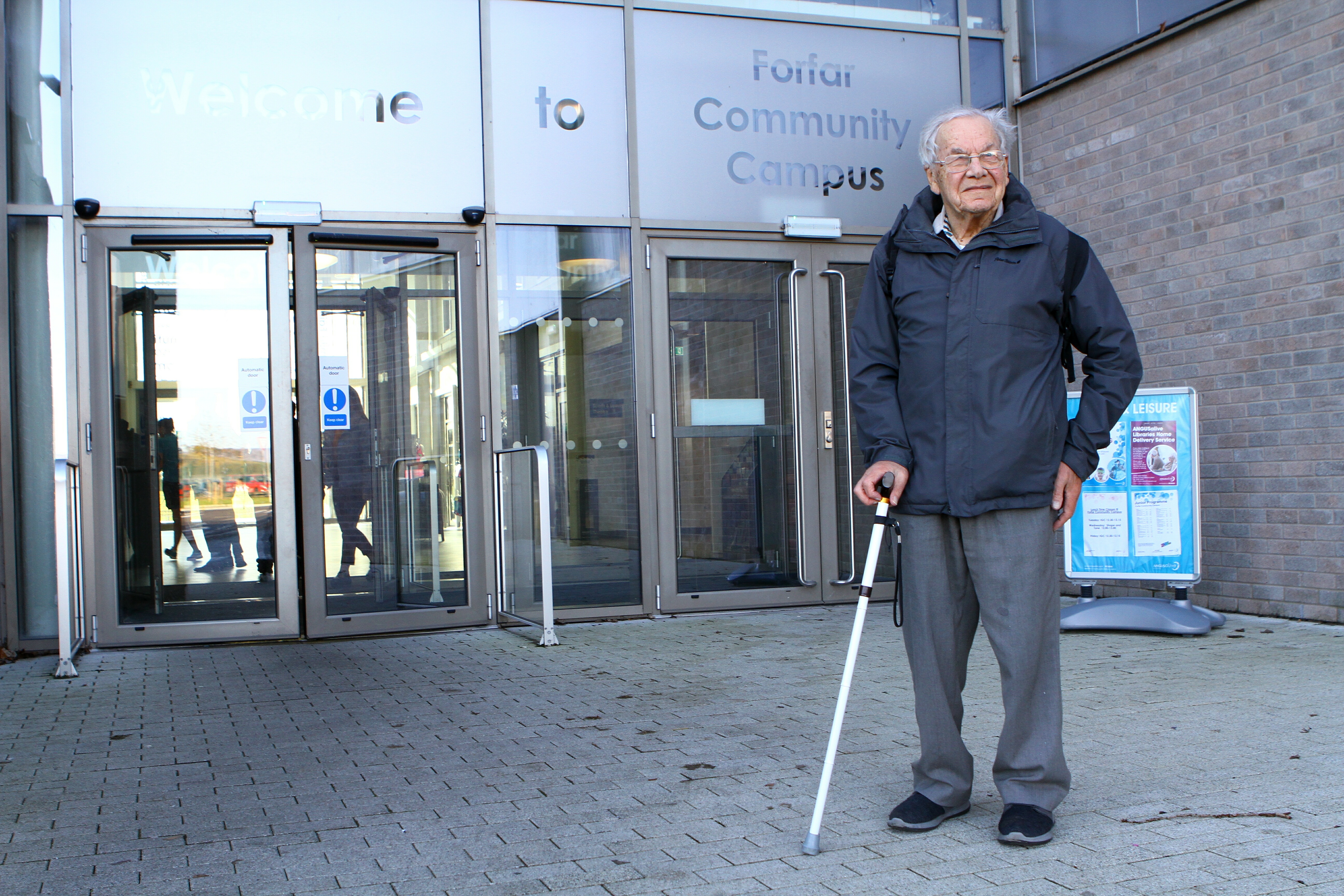 Harry Racionzer outside the Forfar Community Campus.