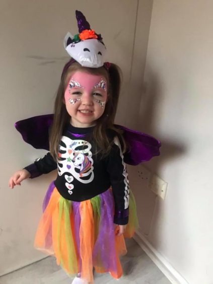 Ellie, 3, said she wanted to be a "pretty unicorn" on Halloween.