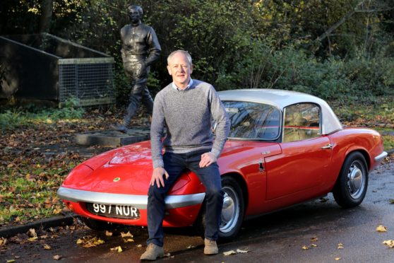 Jim Clark's 1962 Lotus Elan at his Kilmany memorial statue