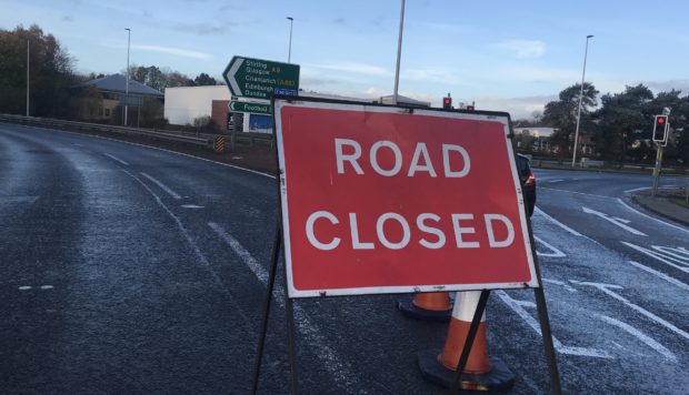 The A9 road was closed at Inveralmond after Sunday morning's accident.