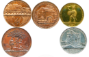 Examples of the "industrial design" coins created by James Wright, father of Frances Wright.