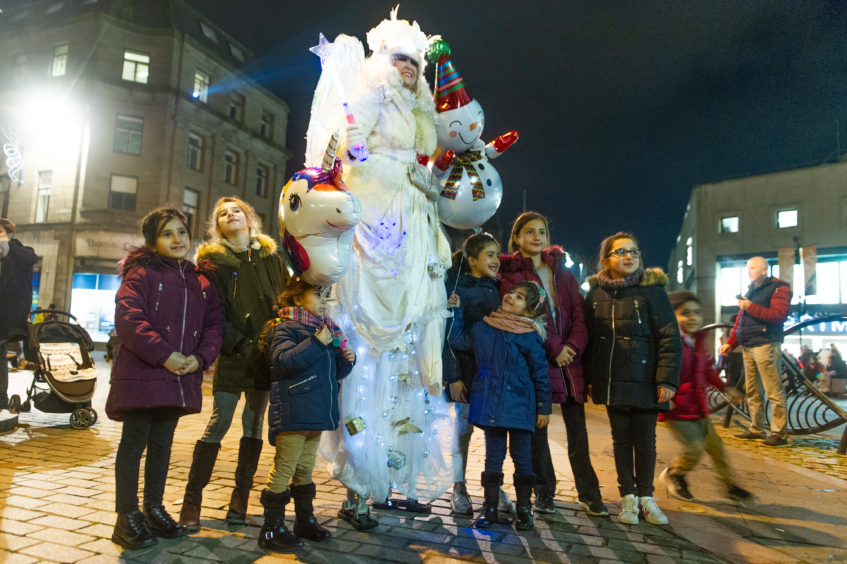 Magical characters roamed the streets of Dundee for the Christmas lights switch-on.