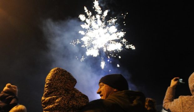 Fireworks in the air in Comrie.