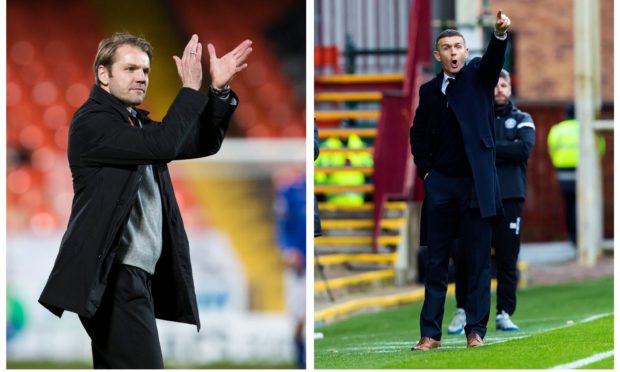 Dundee United boss Robbie Nielson and Dundee manager Jim McIntyre.