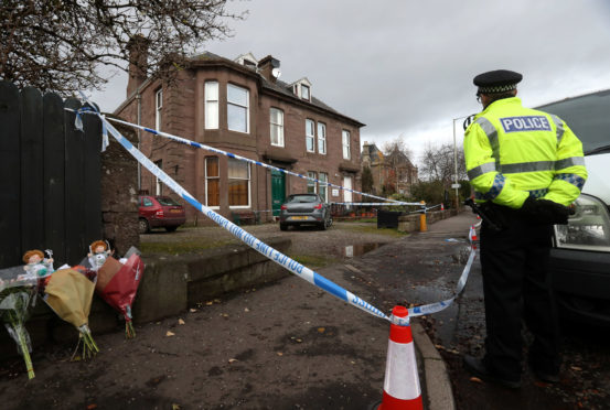 Police at the scene in Coupar Angus.