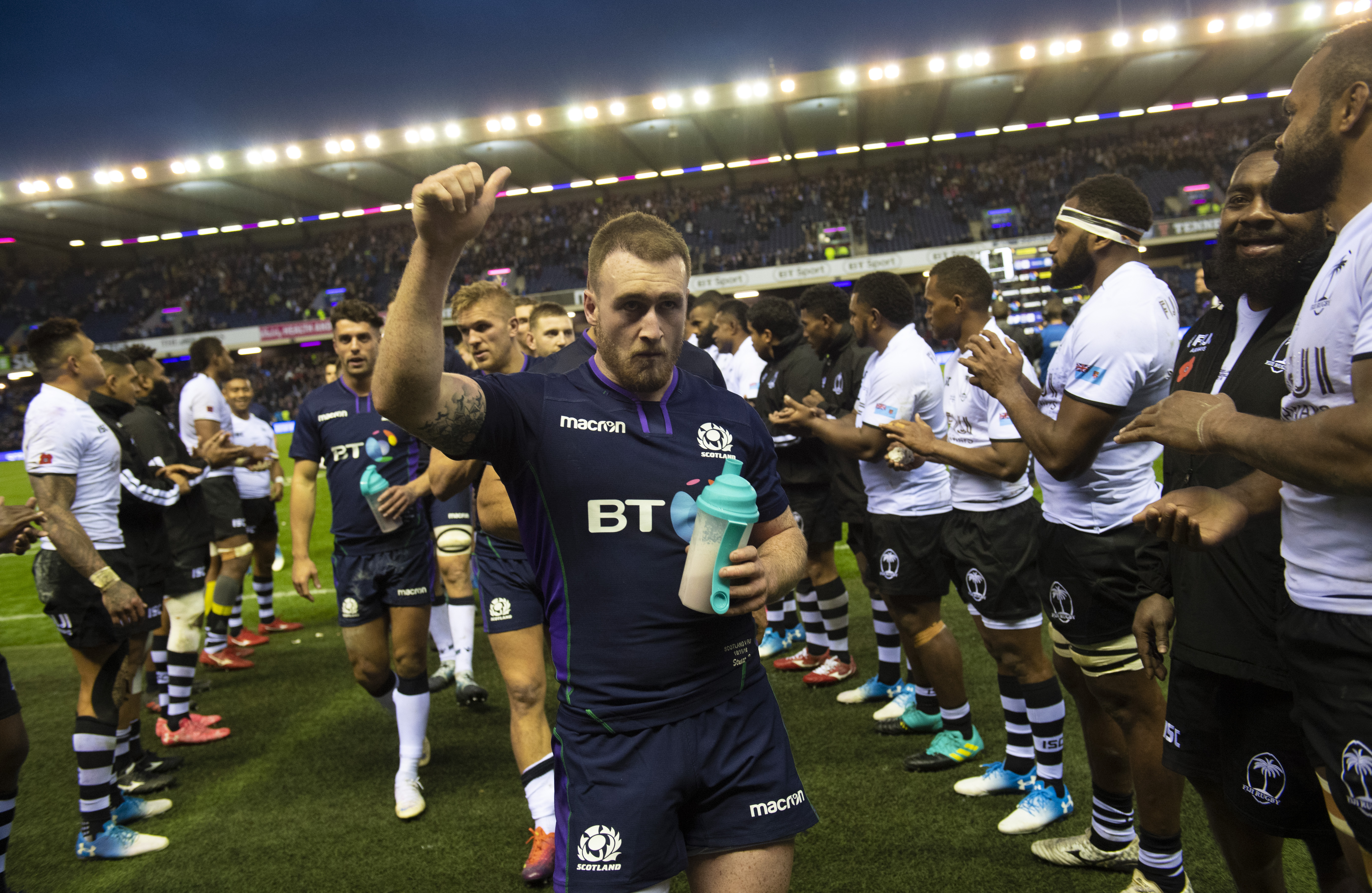 Stuart Hogg at full time at Murrayfield on Saturday.