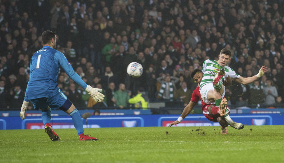 Celtic's Ryan Christie scores the opening goal to make it 1-0.
