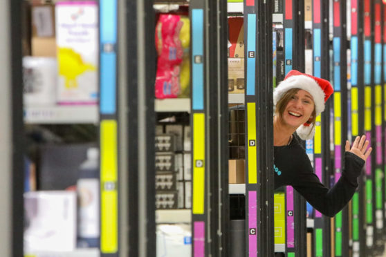 Amazon worker Helen Drylie getting into the festive spirit.