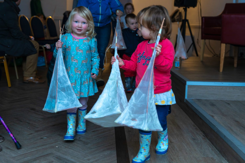 Robin Stockwell (2) and Ilisa Bowyer (2) with their lanterns.