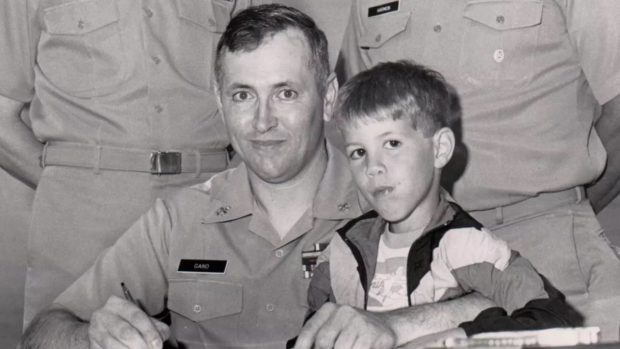 Gano and his father during his father's time in the US Navy.