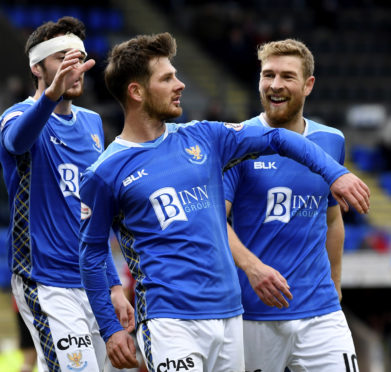 Matty Kennedy celebrates his goal against St Mirren.