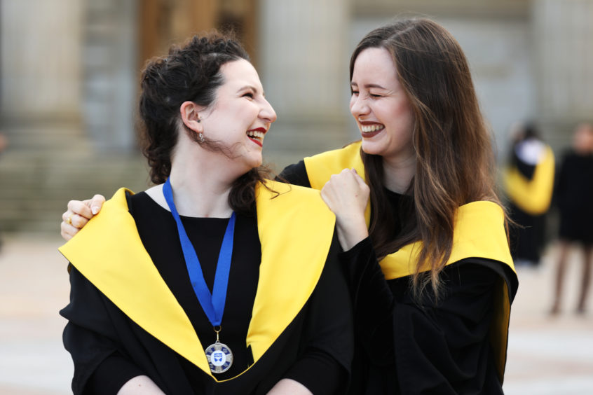 Naomi Robertson, 22, from Skye and Louise Kellett, 26 from Dunfermilne, both graduate with distinction, Masters in the Psychology of Mental Health.