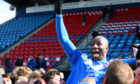 Marvin Andrews celebrates victory with Montrose in 2015