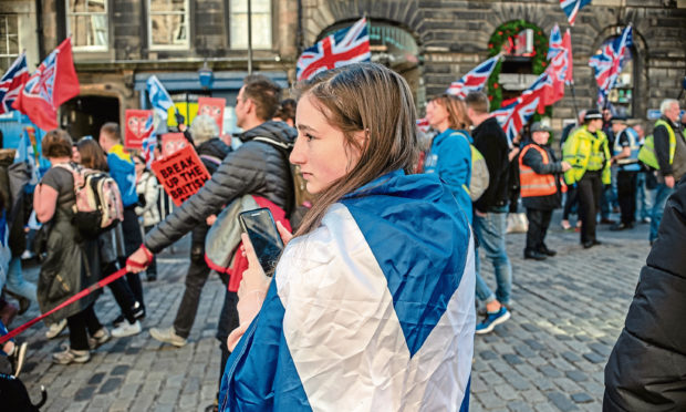 An All Under One Banner protest and counter-protest in Edinburgh.